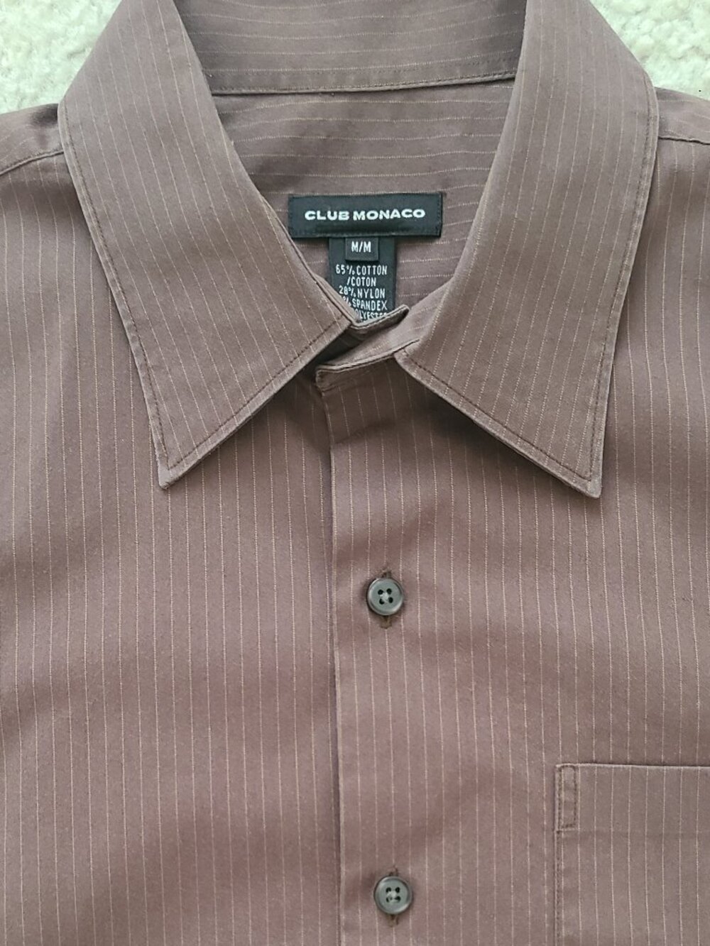 Club Monaco Men's Brown Stretch Cotton-Blend Long-Sleeve Button Up Shirt - Sz M - Picture 5 of 9